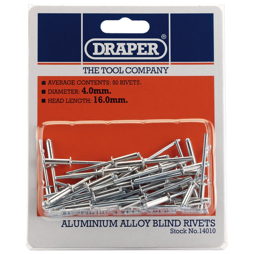 Draper Blind Rivets, 4 x 15.8mm (50 Piece) 14010 Draper - Dynamic Drive
