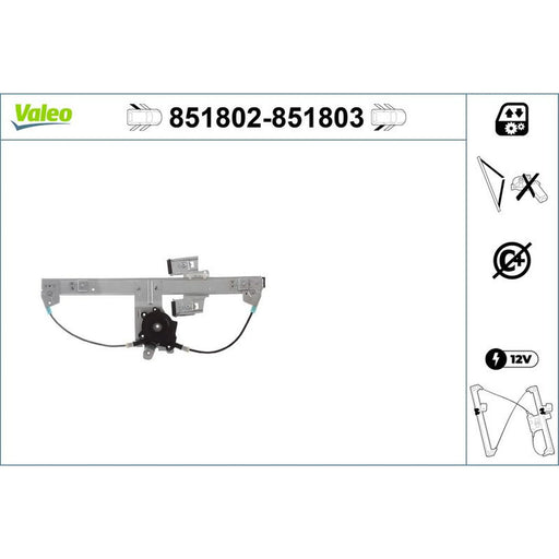 Valeo Electric Window Regulator Lifter Left Rear 851802
