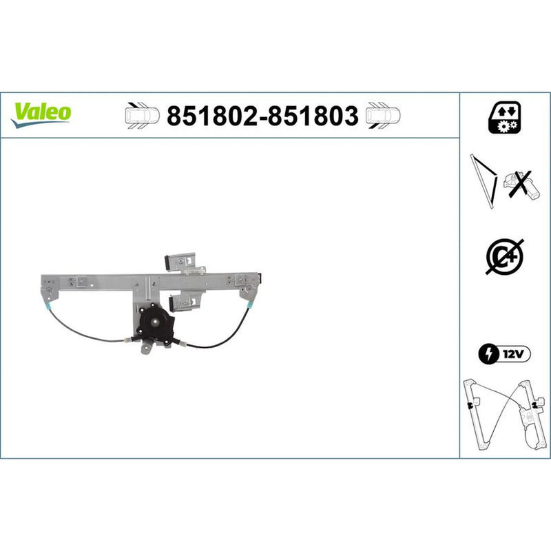 Valeo Electric Window Regulator Lifter Right Rear 851803