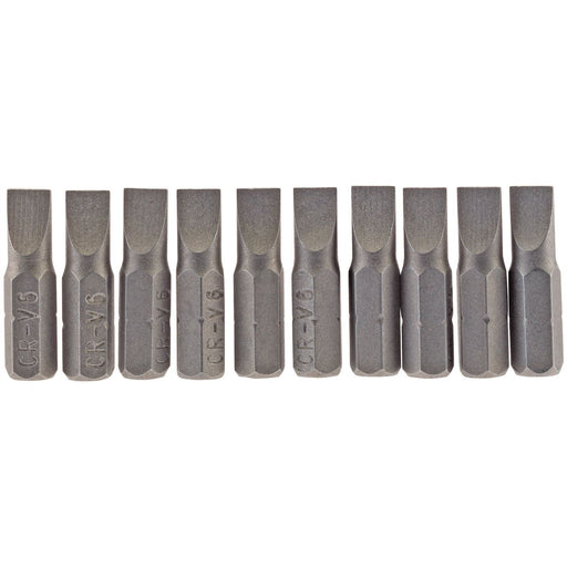 Draper Plain Slot Insert Bit, 6mm, 1/4" Hex, 25mm Long (Pack of 10) 64031 Draper - Dynamic Drive