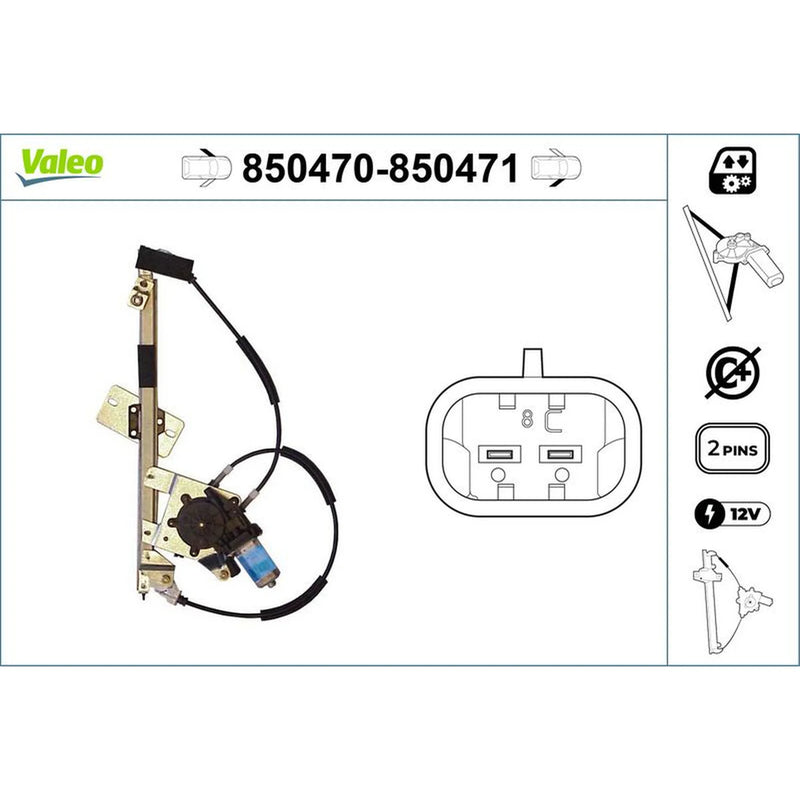 Valeo Electric Window Regulator Lifter Right Front 850471