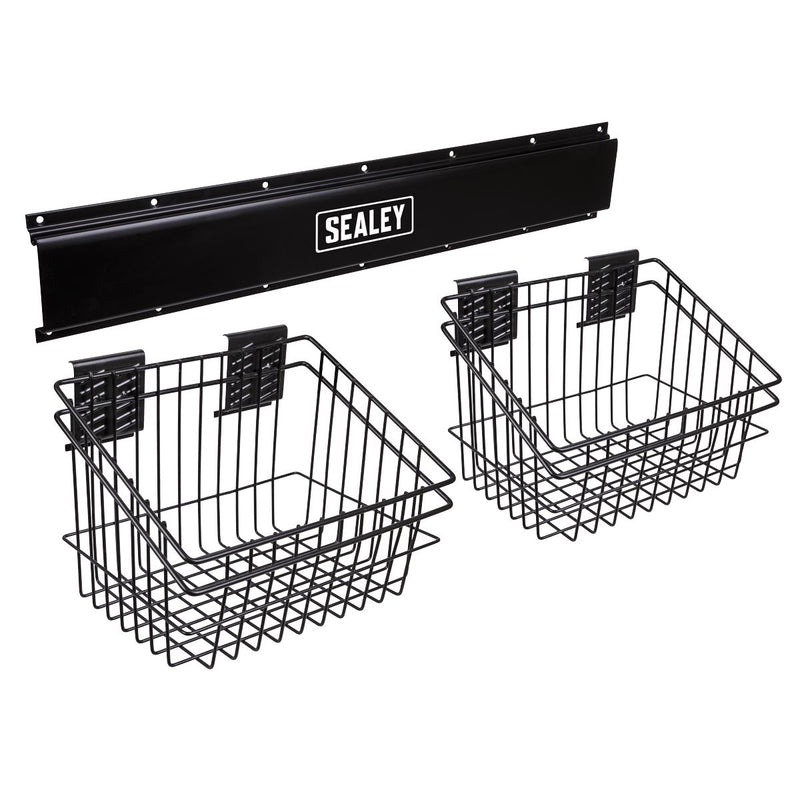 Sealey Wall Mounting 2 Basket Storage Rail APHKIT6 Sealey - Dynamic Drive