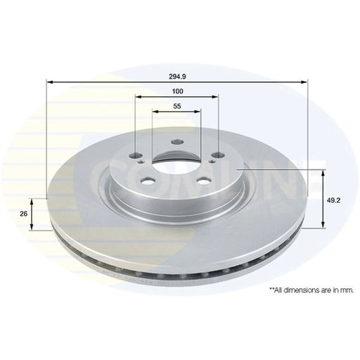 Comline 2 x Internally Vented Brake Discs fits Toyota Avensis 2003-2008 2.0 2.4