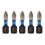 Draper Expert PZ-Type Impact Screwdriver Bits, No.1 x 25mm, 1/4" Hex (Pack of 5) Draper - Dynamic Drive