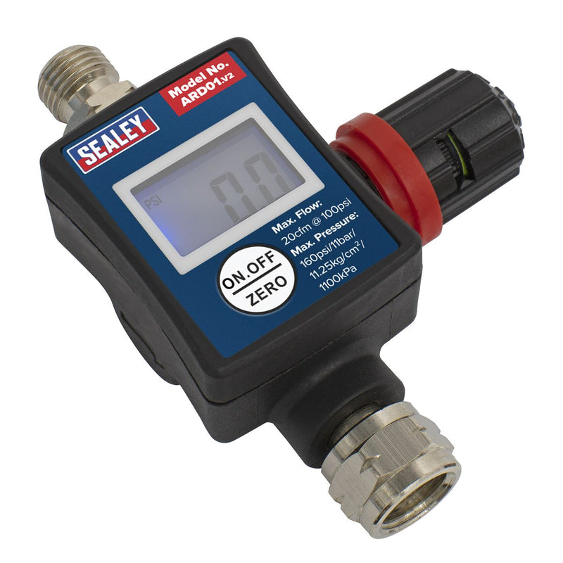 Sealey On Gun LCD Digital Air Pressure Pressure Regulator Gauge Spray Tool Sealey  - Dynamic Drive