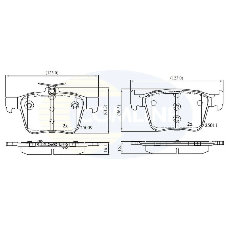 Comline 4 x Rear Brake Pad Set fits Audi A3 2012-2020