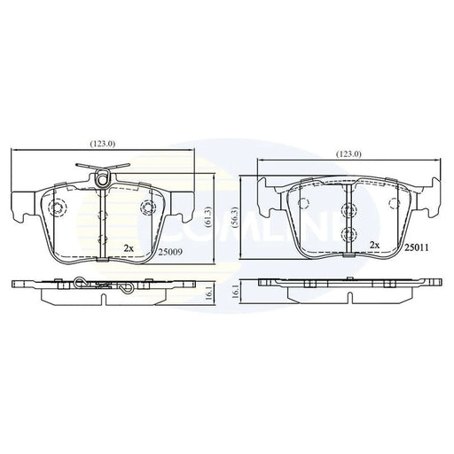 Comline 4 x Rear Brake Pad Set fits Audi A3 2012-2020