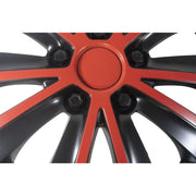 4 x 14" Alloy Look Red & Black Stripe Multi-Spoke Wheel Trims Hub Caps Covers Versaco  - Dynamic Drive