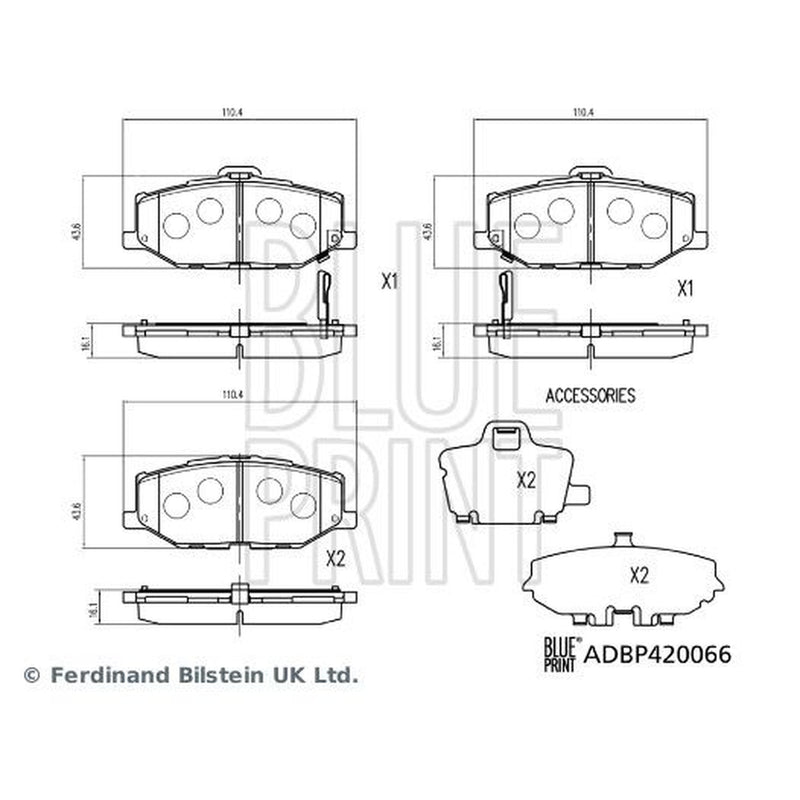 Blue Print Front Brake Pad Set fits Suzuki Jimny Closed Off-Road Vehicle 2018 on