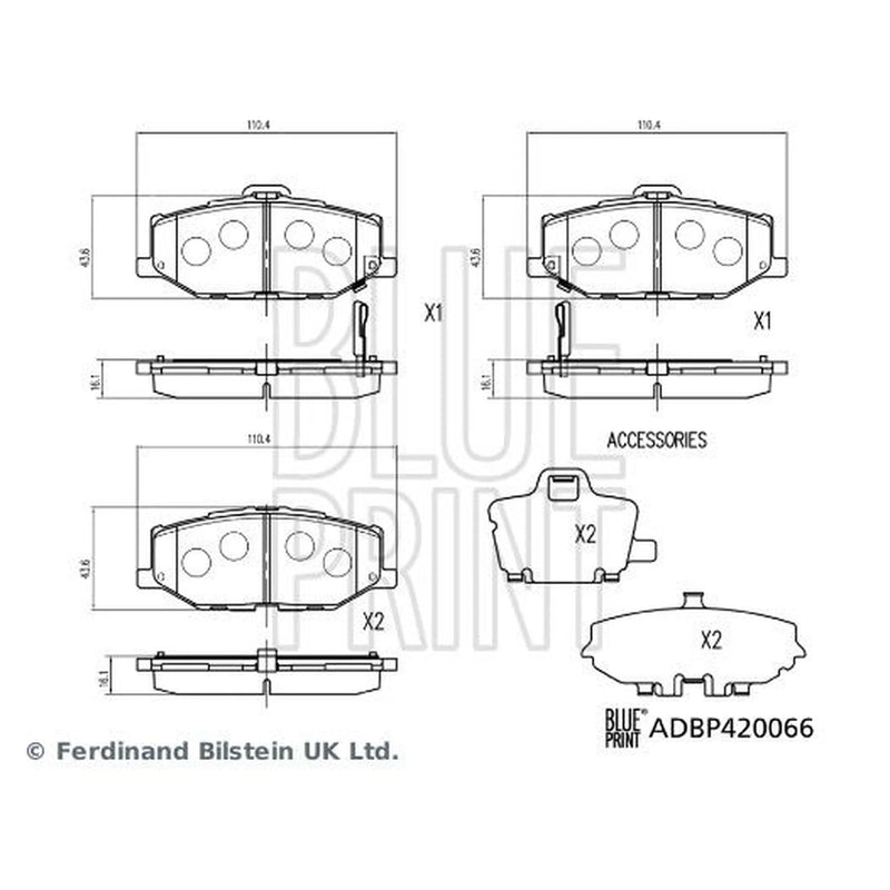 Blue Print Front Brake Pad Set ADBP420066