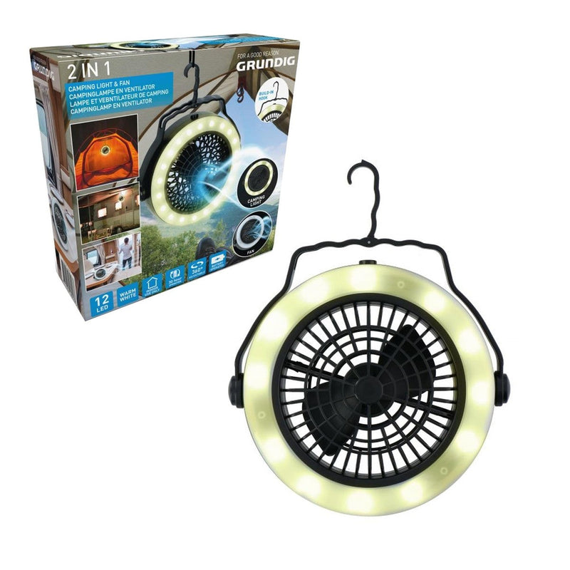 2IN1 12 LED Hanging Camping Ceiling & Desk Fan with Light Tent Lamp Lantern Outdoor NN4 Online - NN4 Online