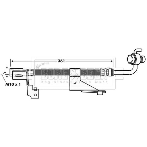 Borg & Beck Brake Hydraulic Hose Line Front Left BBH6972
