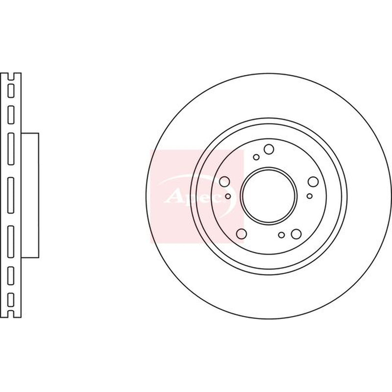 Apec 2 x Vented Brake Discs fits Honda Civic VIII 2006-2012 2.0