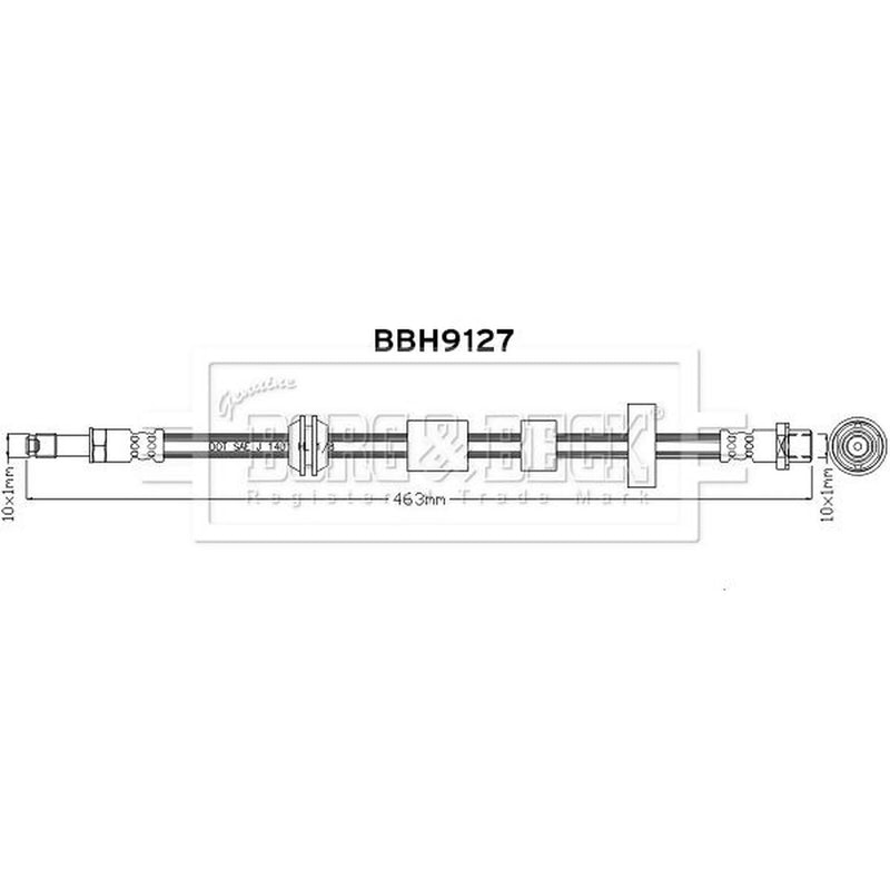 Borg & Beck Brake Hydraulic Hose Line Front Right BBH9127