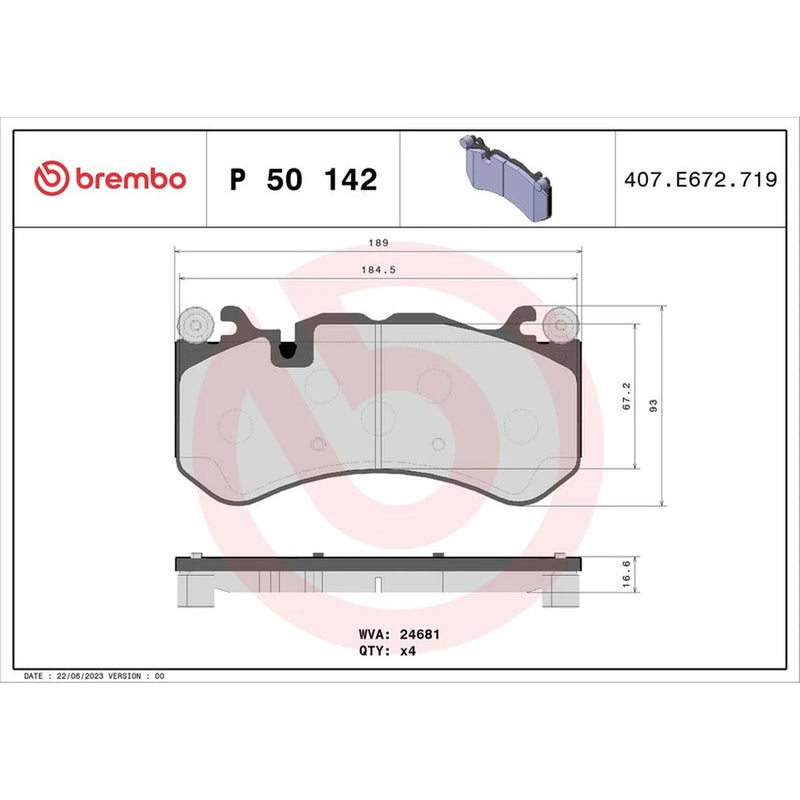 Brembo 4 x Front Brake Pad Set fits Mercedes-Benz AMG GT 2014-2021