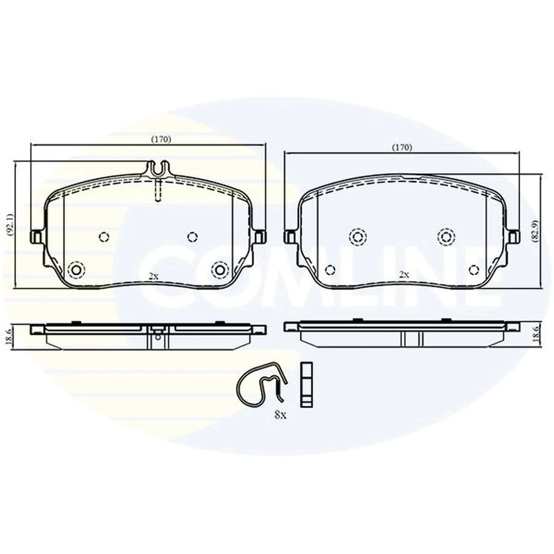 Comline 4 x Front Brake Pad Set fits Mercedes-Benz Gle 2018-2023