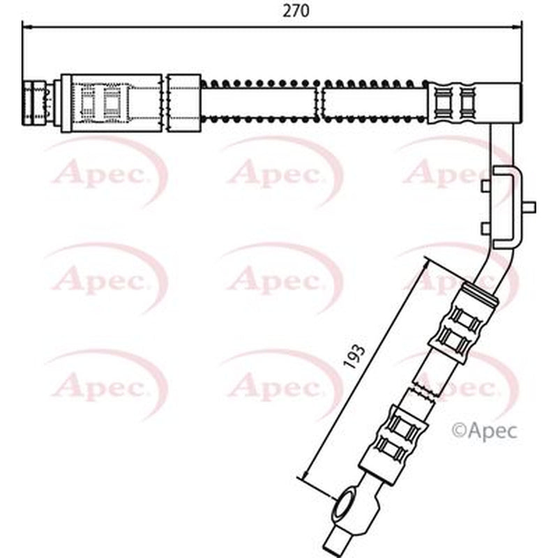 Apec Brake Hydraulic Hose Line Front Right fits MG Mgf 1995-2002 1.6 1.8