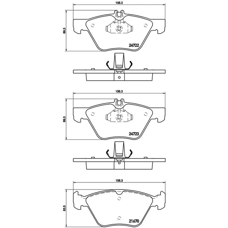 Brembo 4 x Front Brake Pad Set fits Mercedes-Benz E-Class 2003-2008