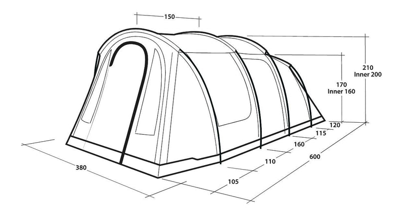 Outwell Rockwell 6 Pole Tent Blue 6 Person Outwell - Dynamic Drive