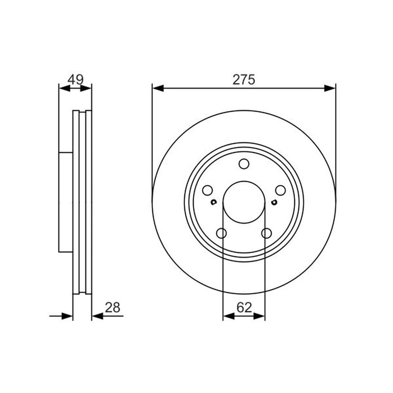 Bosch 2 x Vented Brake Discs fits Toyota Camry 2001-2006 2.4 3.0