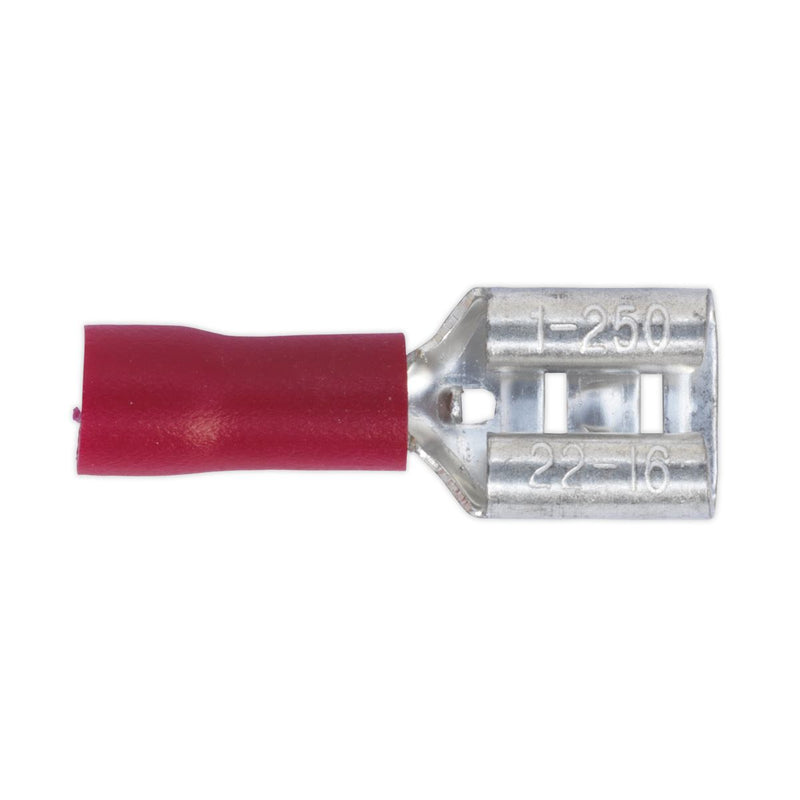 Sealey Push-On Terminal 6.3mm Female Red Pack of 100 RT21 Sealey - Dynamic Drive
