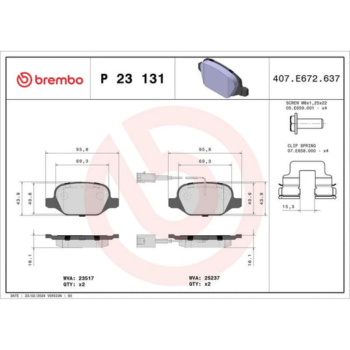 Brembo Front & Rear Pads fits Alfa Romeo Mito 2008-2018 0.9 1.4