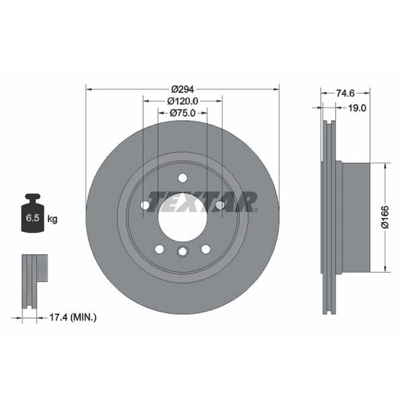 Textar 2 x Externally Vented Rear Brake Discs 92146103-x2