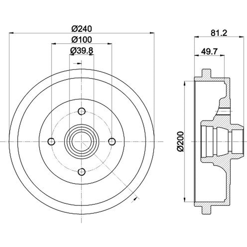 Mintex Brake Drum Assembly Rear fits Audi 100 C1 1968-1976 1.6 1.8 1.9