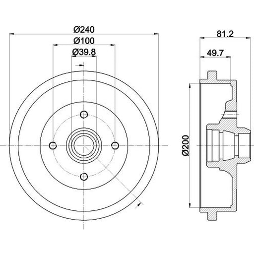 Mintex Brake Drum Assembly Rear fits Audi 100 C1 1968-1976 1.6 1.8 1.9