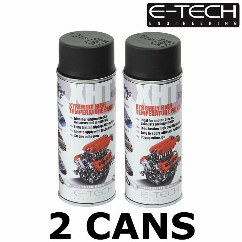 2x BLACK E-Tech 400ml Extremely High Temperature Paint XHT VHT Exhaust E-Tech - Dynamic Drive