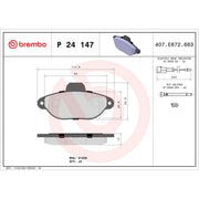 Brembo 4 x Front Brake Pad Set fits Fiat 500 2007 on 1.2