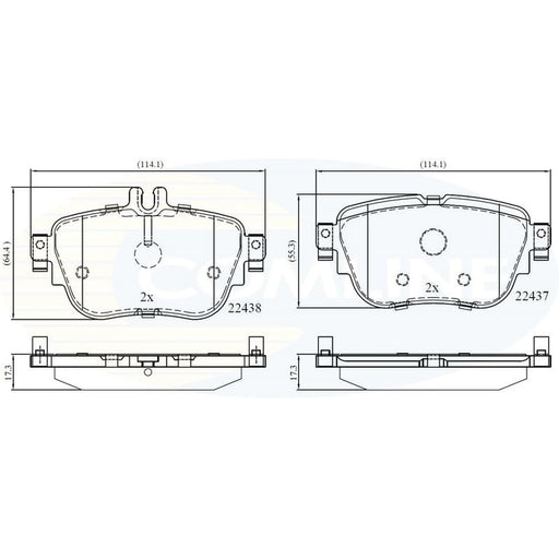 Comline 4 x Rear Brake Pad Set fits Mercedes-Benz E-Class 2016-2023