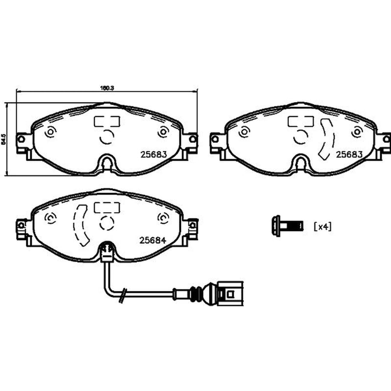 DON Front Brake Pad Set fits Audi A3 2012-2021 1.0 1.2 1.4 1.5 1.6 1.8
