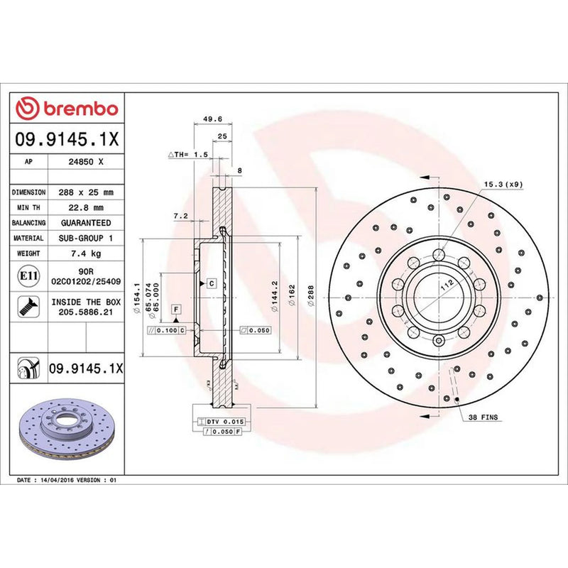 Brembo Xtra Front / & Rear / Brake Discs & Pads fits VW Golf Plus V 2004-2013