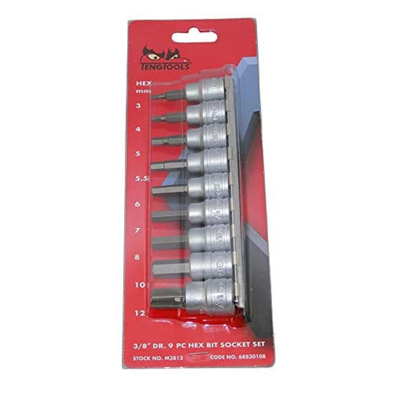 Teng Tools 3/8" Hex Bit Socket Clip Rail Set 9 Pieces Teng Tools - Dynamic Drive