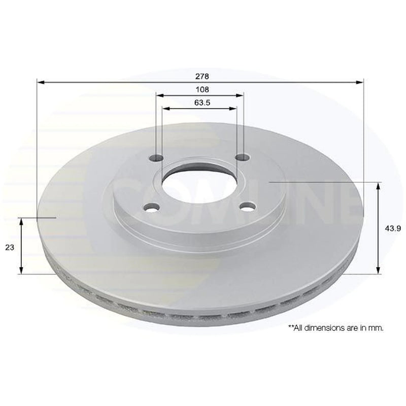 Comline Front Brake Discs & Pads fits Ford Tourneo Courier B460 2014-2023 1.6