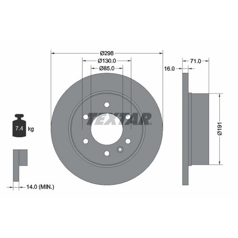 Textar 2 x Solid Rear Brake Discs 93143303-x2