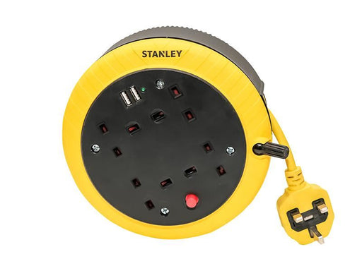 STANLEY Electrical Cable Reel 240V 13A 4-Socket + 2 USB 5m STANLEY� Electrical - NN4 Online