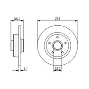 Bosch 2 x Solid Brake Discs fits Renault Grand Scénic III 2009-2016