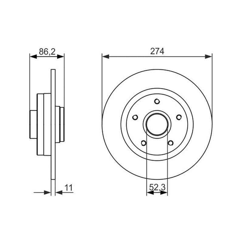 Bosch 2 x Solid Brake Discs fits Renault Grand Scénic III 2009-2016