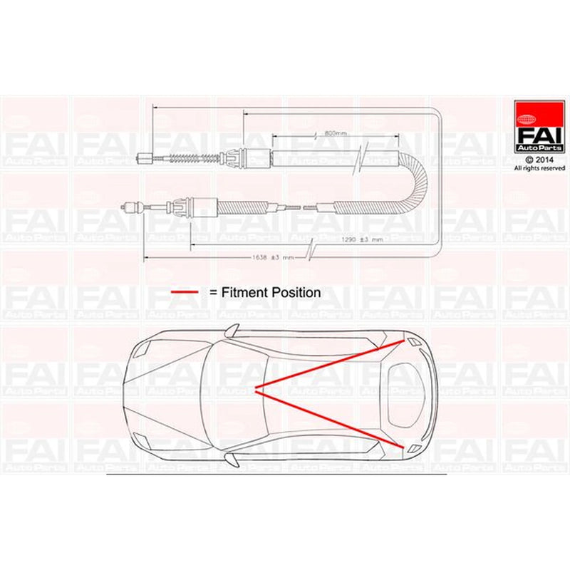 FAI Handbrake Cable Left Rear fits Peugeot 206 1998-2012 1.1 1.4 1.6 1.9 2.0