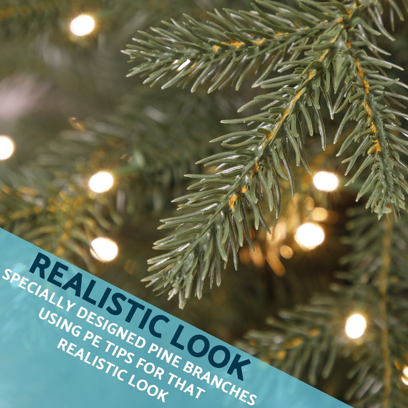 Dellonda Pre-Lit 7ft Hinged Christmas Tree with Warm White LED Lights & PE/PVC Tips Dellonda - Dynamic Drive