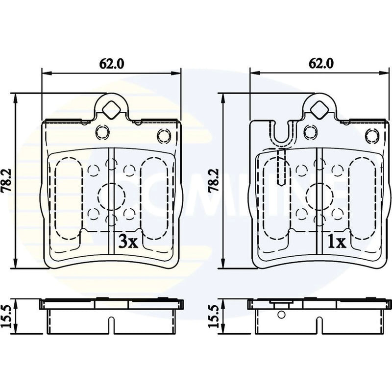 Comline 4 x Rear Brake Pad Set fits Mercedes-Benz C-Class 2000-2008