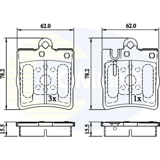 Comline 4 x Rear Brake Pad Set fits Mercedes-Benz C-Class 2000-2008