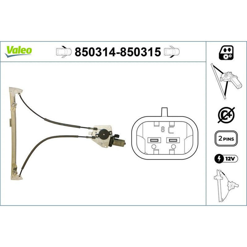 Valeo Electric Window Regulator Lifter Left Front 850314
