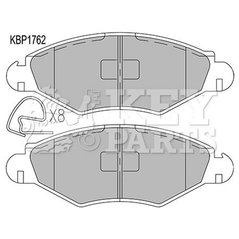 Key Parts 4 x Front Brake Pad Set fits Peugeot 206 1998-2012 1.1 1.4 1.9