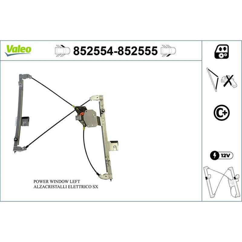 Valeo Electric Window Regulator Lifter Right Front 852555