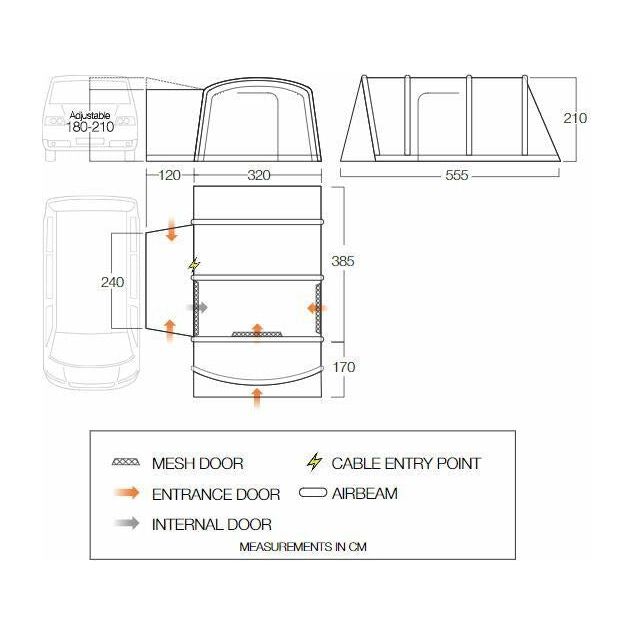 Vango Galli Pro Air Low Drive Away Awning (180 - 210cm) Campervan Vango - Dynamic Drive