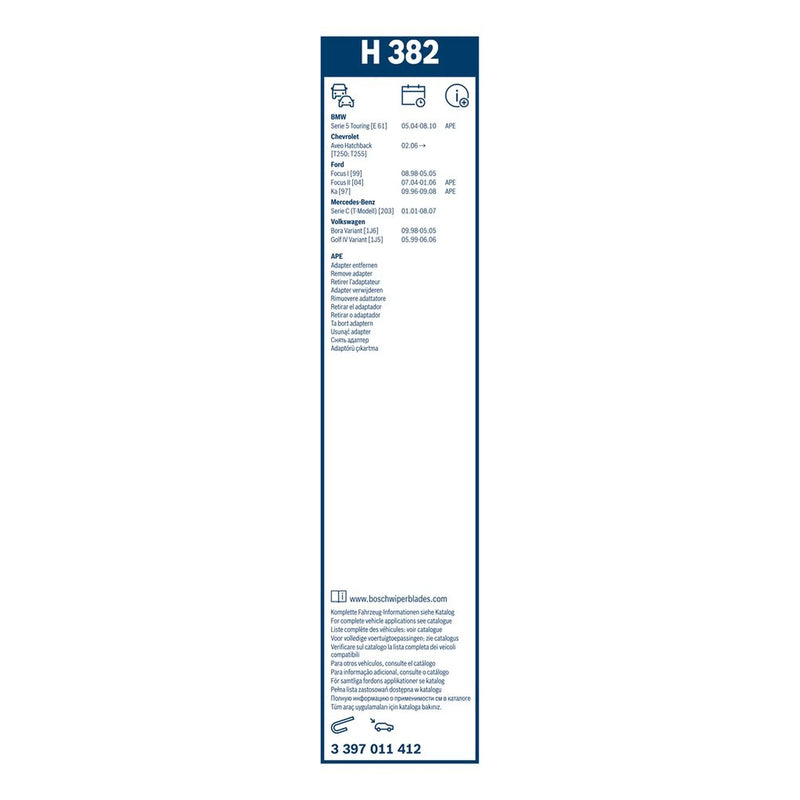 Bosch Conventional Wiper Blade 380mm — H382 fits BMW 5 2004-2010