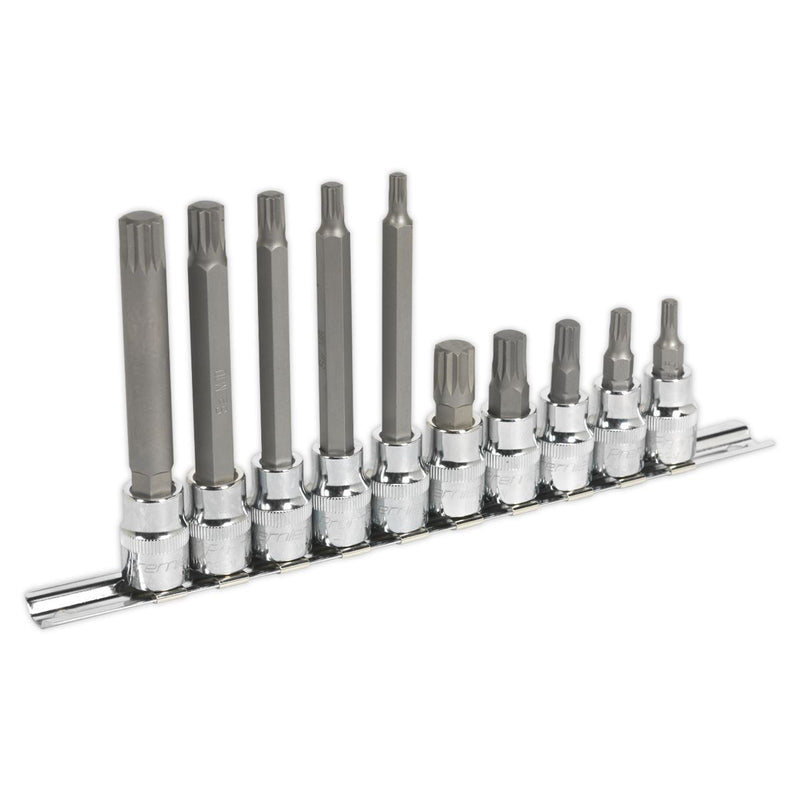 Sealey Spline Socket Bit Set 10pc 3/8"Sq Drive AK6216 Sealey - Dynamic Drive
